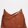 Borsa a spalla in suede con frange