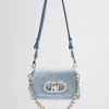 Borsa piccola lapuffy in denim con strass