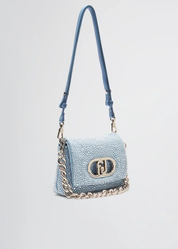 Borsa piccola lapuffy in denim con strass