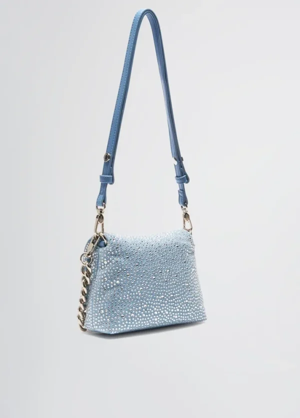 Borsa piccola lapuffy in denim con strass