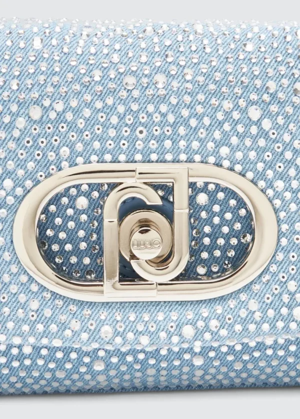 Borsa piccola lapuffy in denim con strass