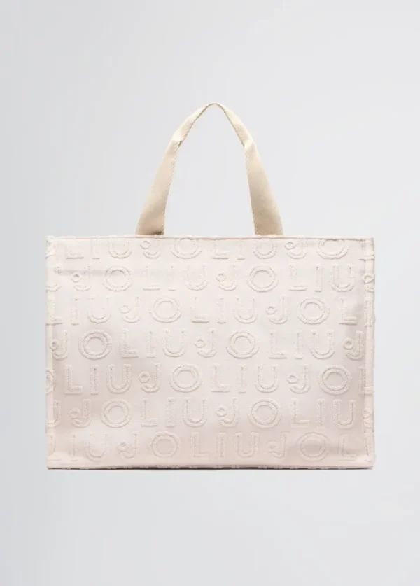 Borsa tote jacquard beige