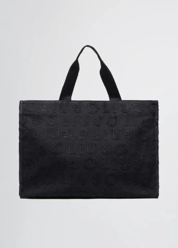 Borsa tote jacquard nera