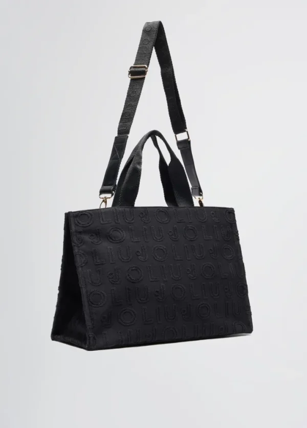 Borsa tote jacquard nera