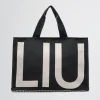 Borsa tote monogram jacquard nera