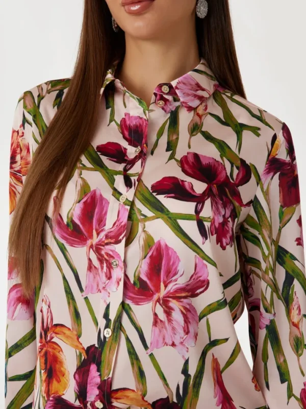 Camicia stampa floreale in raso