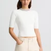 Crop top bianco con ricami gioiello