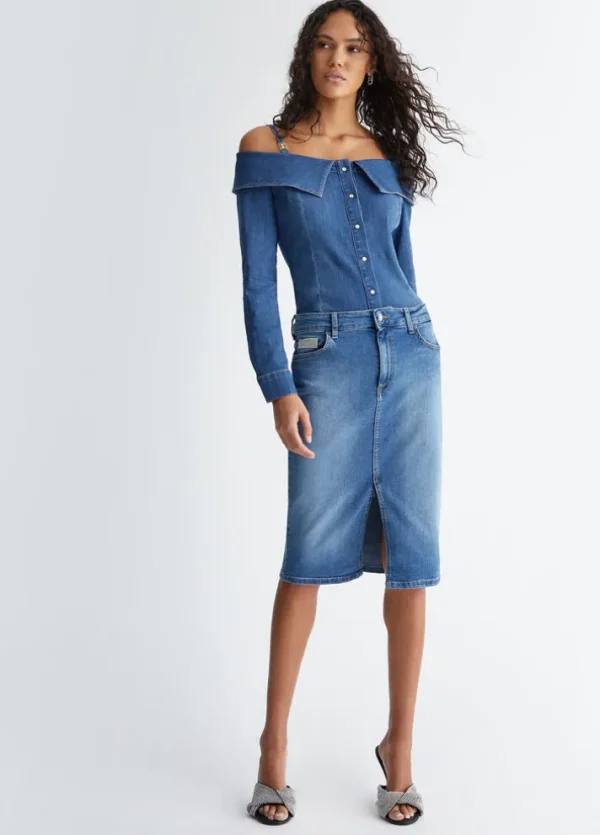 Gonna longuette in denim