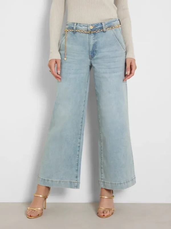 Jeans wide leg a vita media