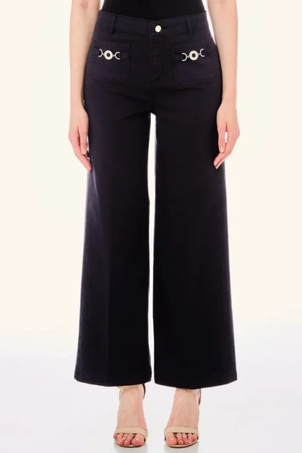 Pantalone bottom up flare cropped vita alta