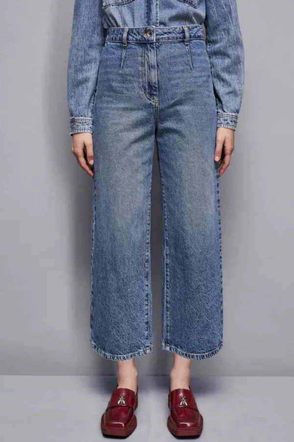 Pantaloni denim "essential" a palazzo