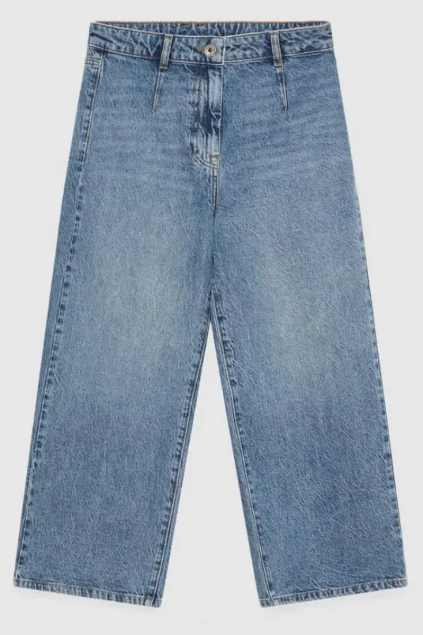 Pantaloni denim "essential" a palazzo