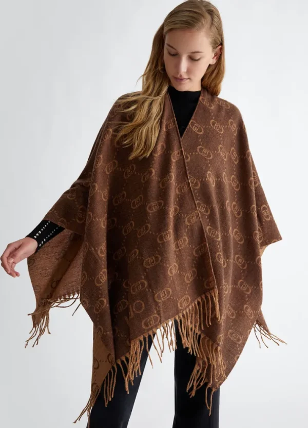 Poncho con logo monogram jacquard