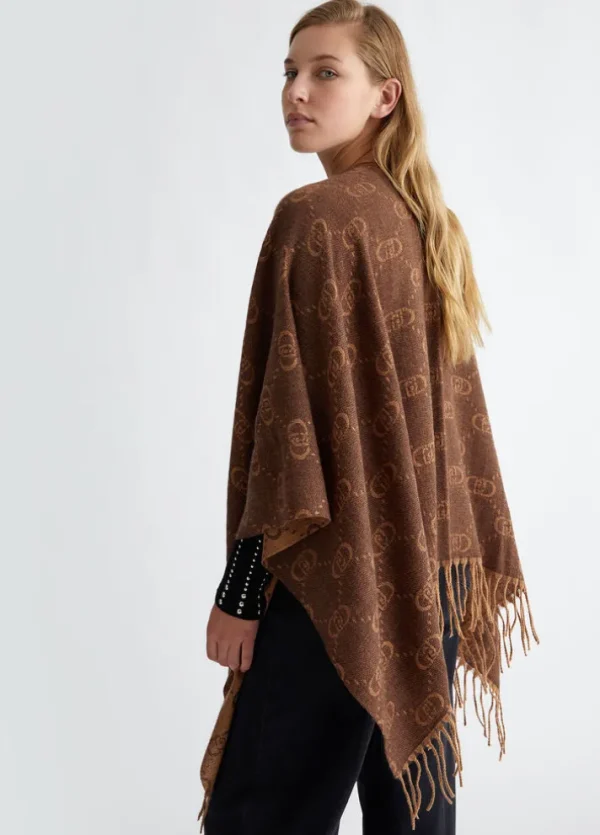 Poncho con logo monogram jacquard